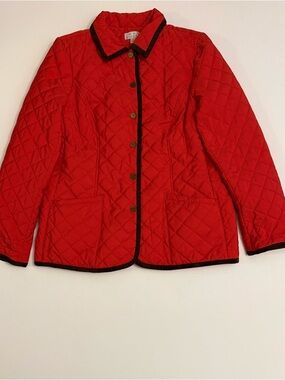 Joan Rivers Red Quilted Jacket M Lightweight Barn Coat Snap Front